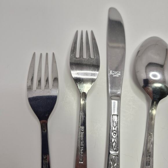 Imperial Stainless Japan 5-piece Flatware Set IMI57 Vintage Floral - Picture 7 of 14